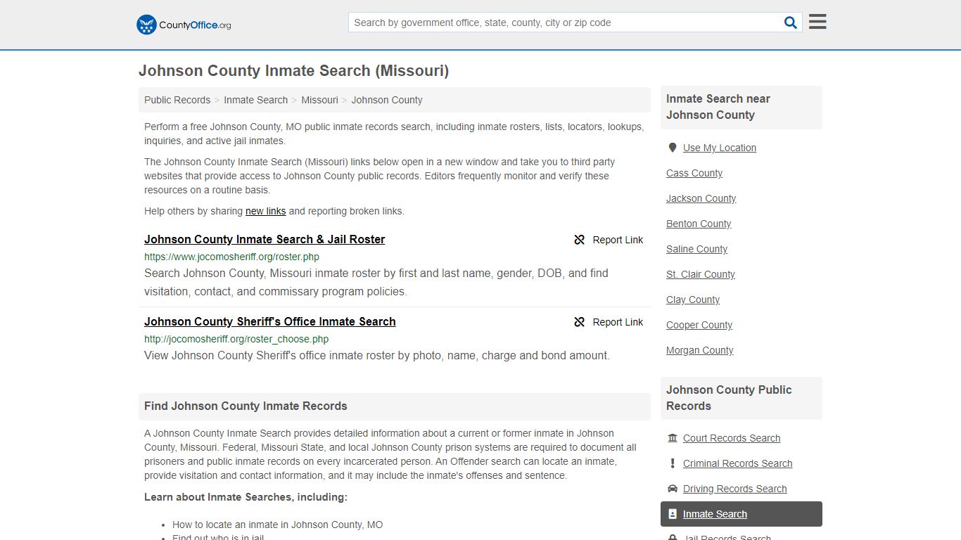 Inmate Search - Johnson County, MO (Inmate Rosters & Locators)